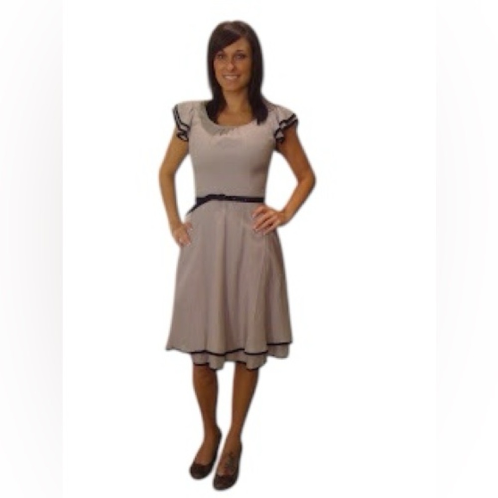 ANTHROPOLOGIE LIL Tiered Ruffle Pleated Fit N‎ Flare Dress size 6